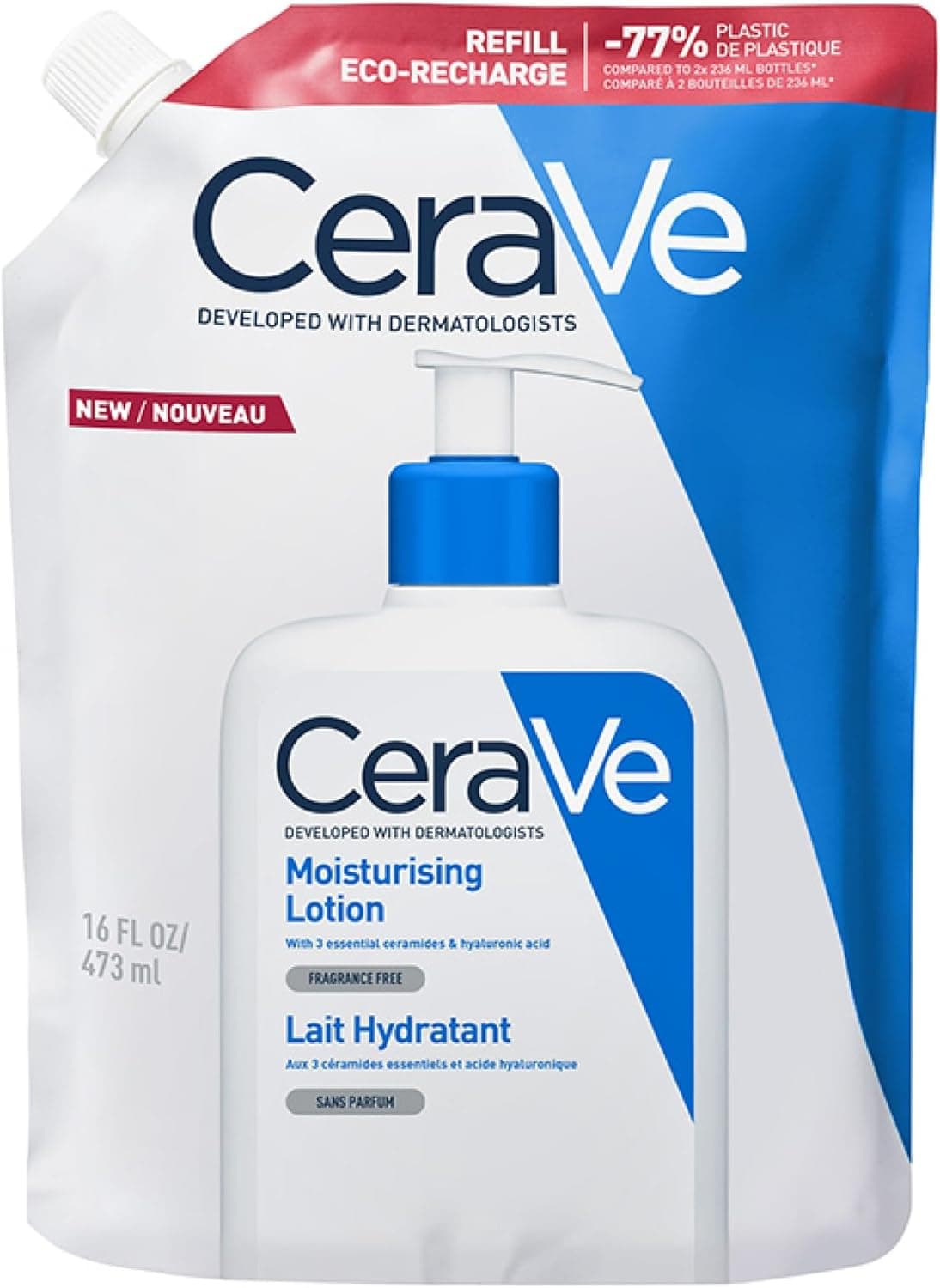 CeraVe CeraVe - Lait Hydratant Corps et Visage - Peau Sèche à Très Sèche - 24H d’Hydratation en Continu - Acide Hyaluronique + 3 Céramides - Texture Légère, Non Collante - Sans Parfum, Non Comédogène