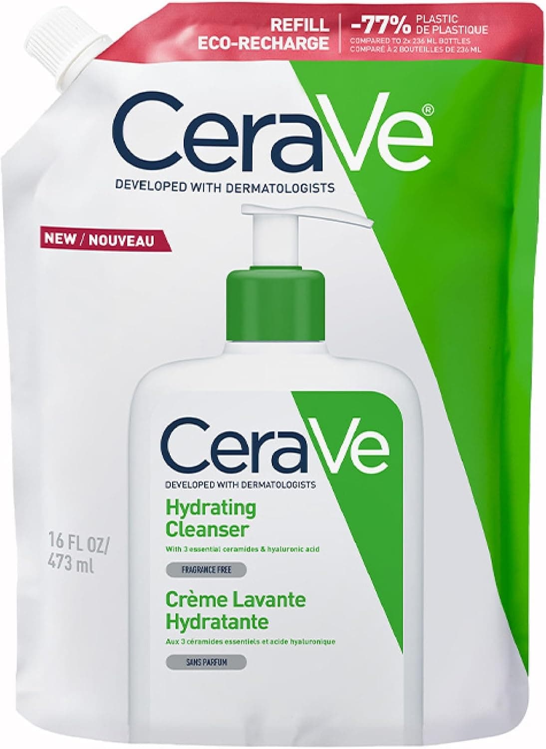 CeraVe - Crème Lavante Hydratante 236ml + Lait Hydratant 20ml | Crème Lavante Hydratante 24h Nettoyant Visage & Corps à l'Acide Hyaluronique sans savon pour Peaux Normales à Très Sèches - Image 1