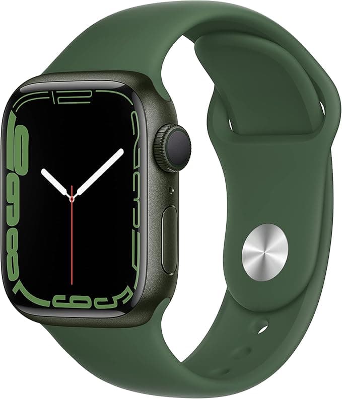 Apple Watch Series 7 (GPS, 41mm) - Green Aluminum Case with Clover Sport Strap (Dark Green), Standard (Refurbished)