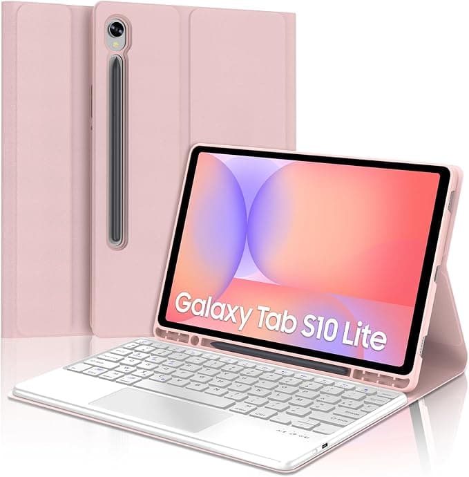 SENGBIRCH Keyboard Case for Samsung Galaxy Tab S10 Lite 10.9 Inches 2025 – AZERTY French Touchpad Detachable Wireless Bluetooth Keyboard Case for Galaxy Tab S10 Lite AI Tablet 10.9 Inches, Pink - Image 1