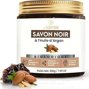 L'Exfose Moroccan Black Body Soap with Argan Oil – 100% Natural Black Soap Face – Deep Cleansing, Exfoliation & Detox – Traditional Morocco Kessa Hammam – Vegan, Organic, Made in Morocco - Image 1