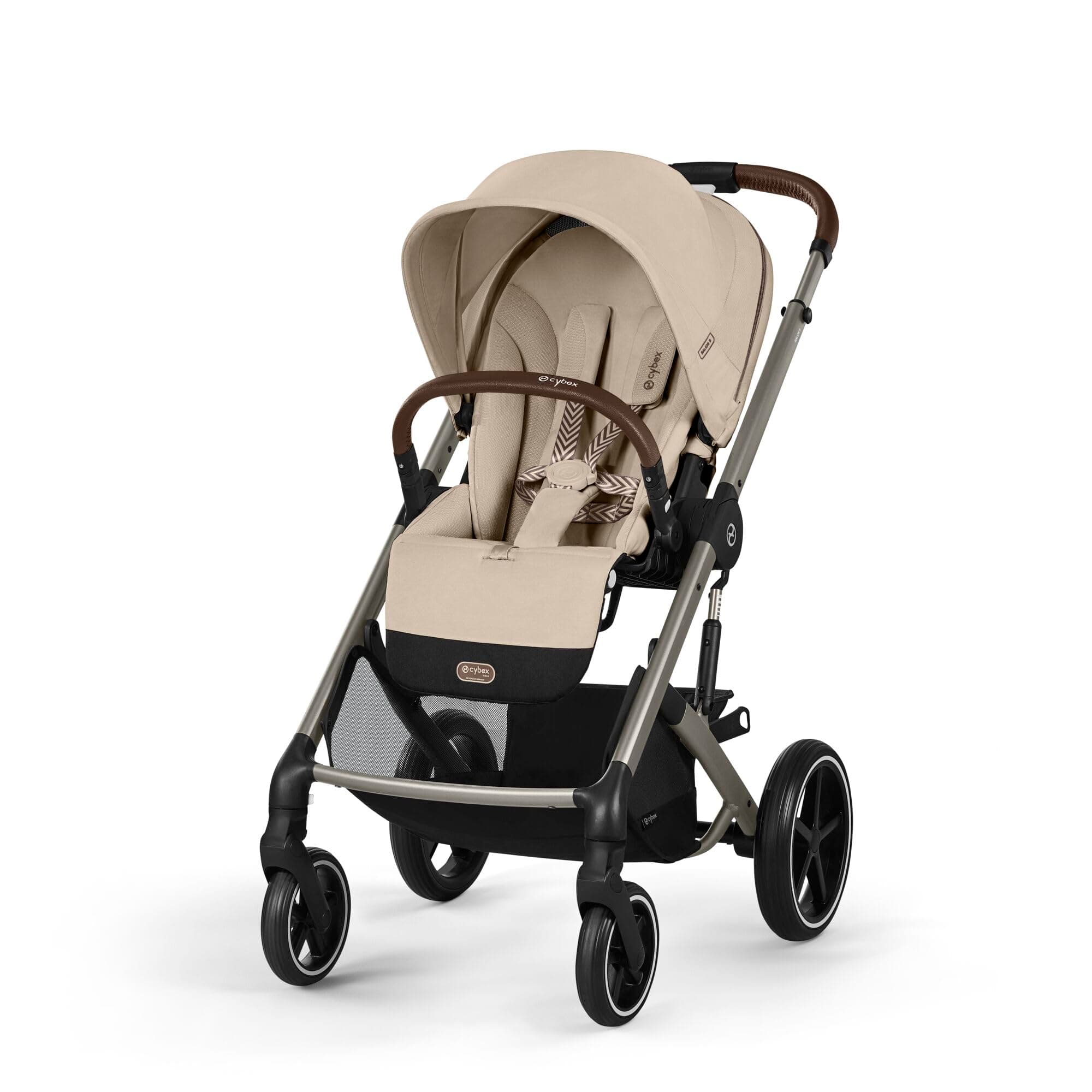 CYBEX Gold Balios S Lux Stroller, Ergonomic Lying Position, One Hand Belt System, From Birth to 22 kg (Approx 4 Years), Almond Beige