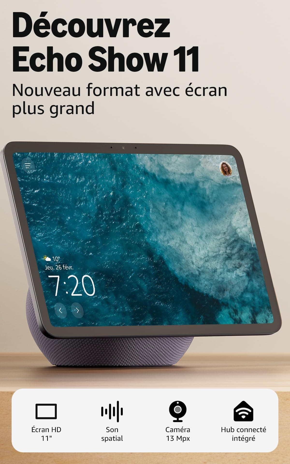 Amazon Echo Show 11, Vibrant Full-HD 11" display with more viewing area, spatial audio and Alexa, Graphite - Image 1