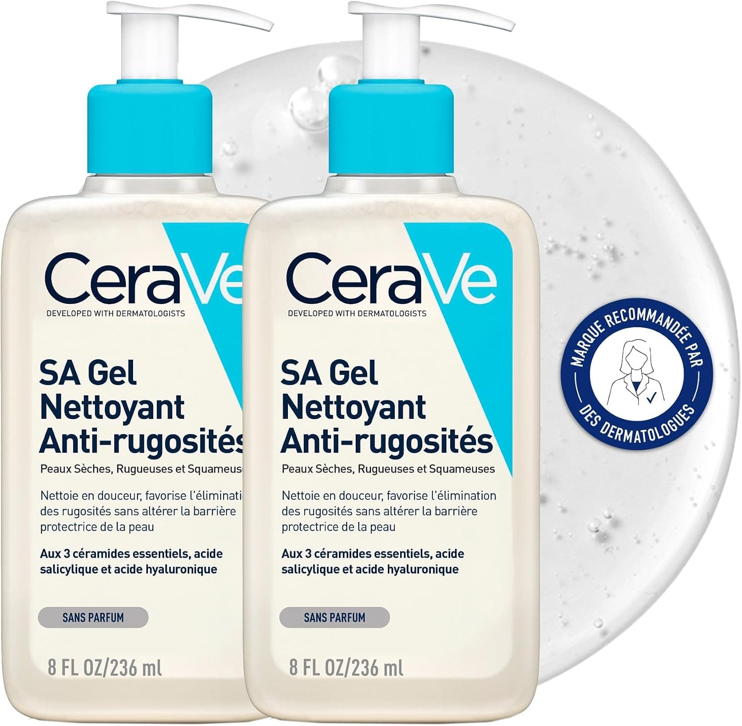 CeraVe - SA Gel Nettoyant Anti-Rugosités - Nettoie la Peau, Elimine les Rugosités - Acide Salicylique + Acide Hyaluronique + 3 Céramides Essentiels - Peau Sèche, Rugueuse, Squameuse - Image 1