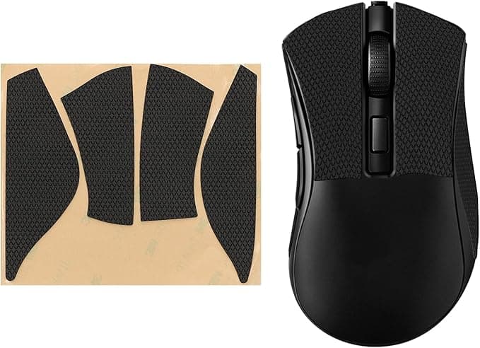 kwmobile Anti Slip Tape Compatible with Razer DeathAdder V2 Mini Anti Slip Tape - PU Leather Band for Gaming Mouse - Black