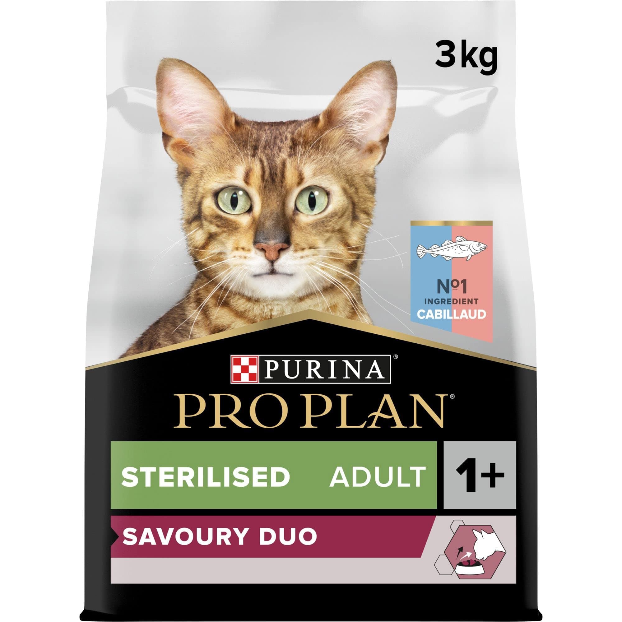 PURINA PRO PLAN | Savoury Duo | Complete Food for Sterilised Adult Cats | Promotes Urinary Well-Being, High Protein | Cod, Trout | Dry Food | Cat | Bag | Pack of 4 x 3 kg - Image 2