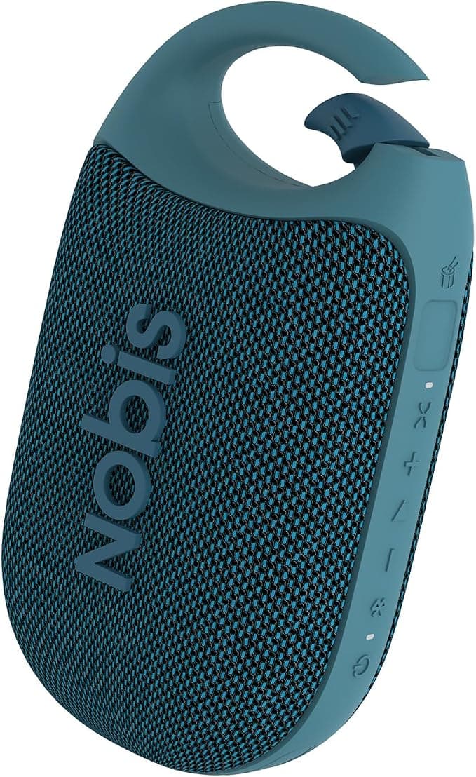 NOBIS Clip N1 Portable Bluetooth Speaker with App, Beat Mode, Up to 24 Hours of Battery Life, IP68 Waterproof, BT 5.3, Stereo Pairing, Custom Equalizer, Perfect for Outdoor (Blue) - Image 1