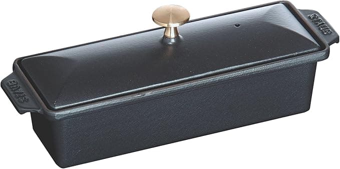 STAUB Rectangular Cast Iron Terrine, 30 x 11 cm, Matt Black, Black