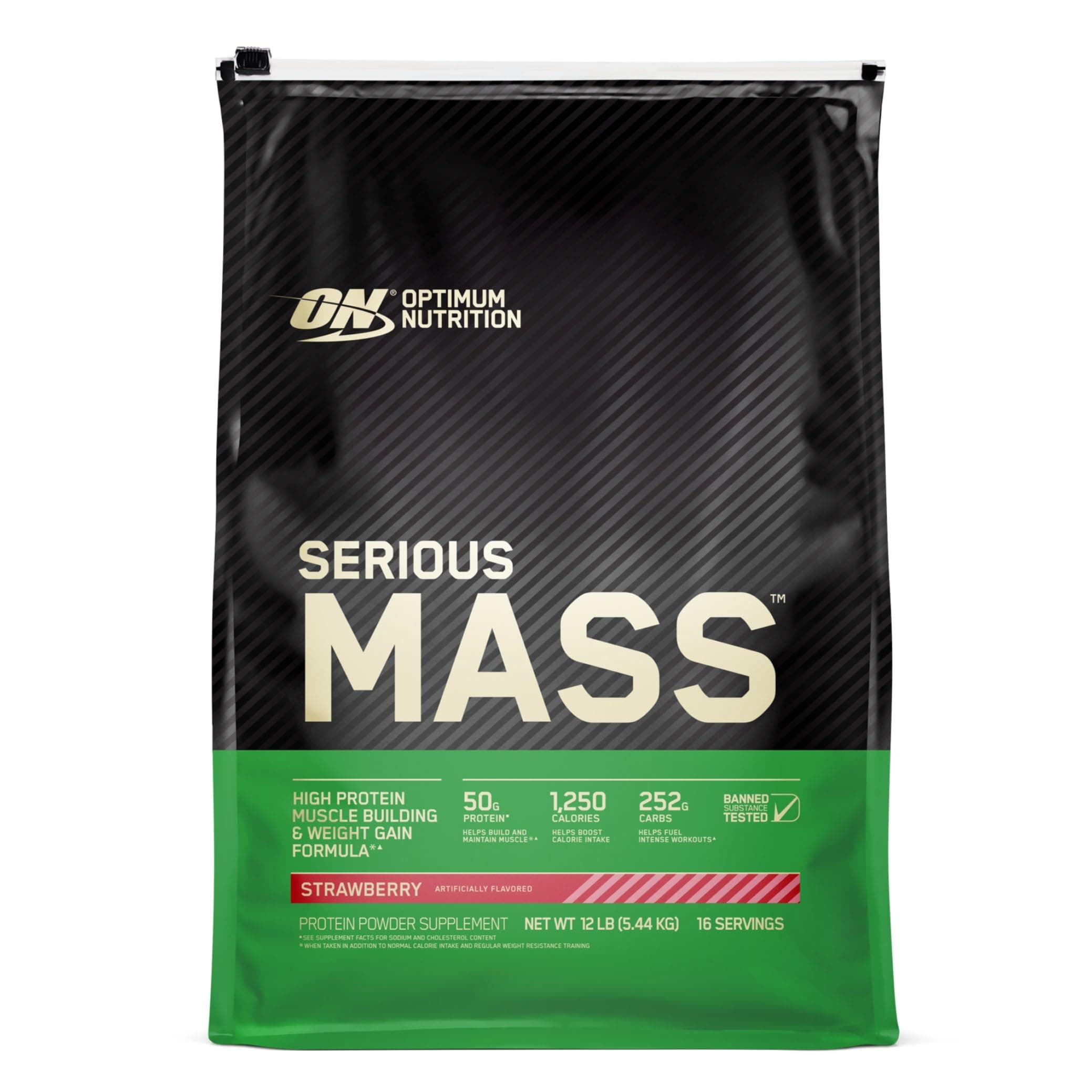 | Optimum Nutrition Serious Mass Strawberry Weight Gain Protein Powder || 12 lbs - Image 9