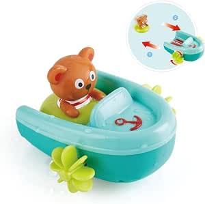 Hape Pull-Back Boat E0217 Mobile Speed Boat Bath Toy for Toddlers 18 Months and Up