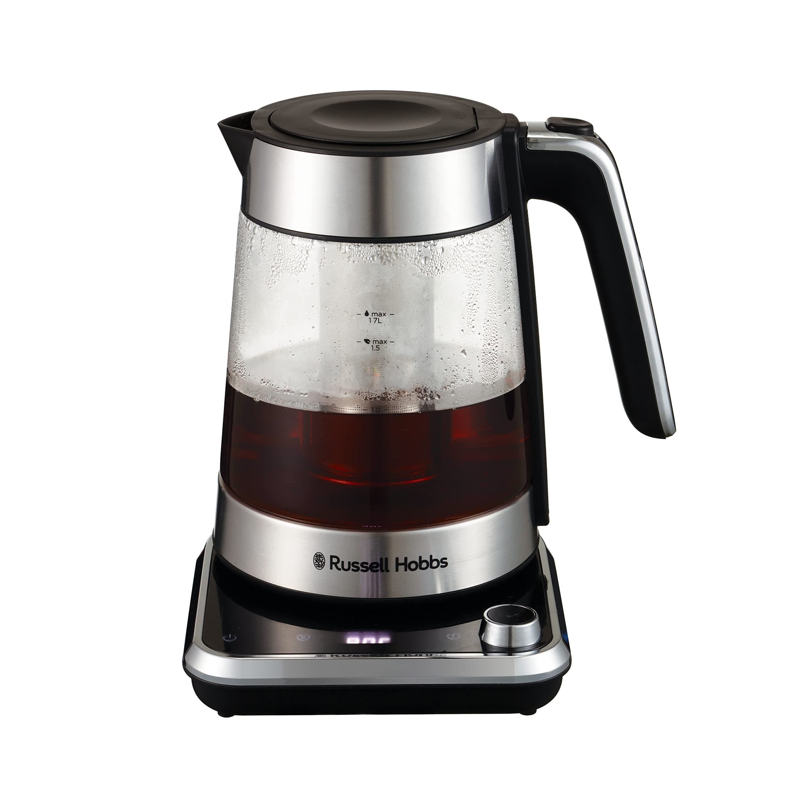 Russell Hobbs Russell Hobbs Attentiv Electric Glass Kettle [Ideal for Tea] (1.7L, 2400 W, Removable Stainless Steel Infusion Filter, Temperature Control 40-100°C, Touch Control & Timer) 26200-70