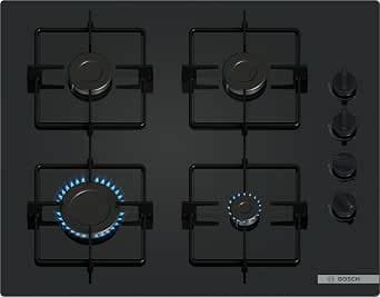 Bosch POP6B6K30, Series 2, Gas Hob, 4 Burns, 60 cm, Black Tempered Glass
