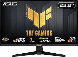 ASUS TUF Gaming VG249QM1A – 23.8 Inch FHD Gamer Esport PC Screen – IPS Panel – 270Hz – 1ms – 16:9-1920x1080 – Display Port and HDMI – Speakers – AMD FreeSync – G-Sync Compatible – ELMB – 99% sRGB