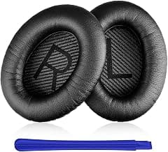 TesRank Coussinets de Remplacement pour Casques Bose Quiet Comfort QC 2 15 25 35 I 35 II AE2 AE2i AE2w SoundTrue SoundLink, Noir