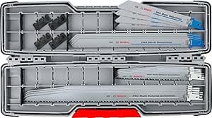 Bosch 16 x Reciprocating Saw Blade Set PRO Tough Box Demolition, 16 Pieces (for Metal Profiles and Pipes, Non-Ferrous Metals, Length mm, Professional Accessory Reciprocating Saw)