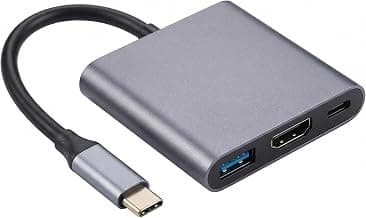 USB C to HDMI 4K Adapter, 3-in-1 Hub PD 100W & USB 3.0, Dock Compatible with MacBook Pro/Air iPad Samsung S24/S23 HP Surface XPS - Grey