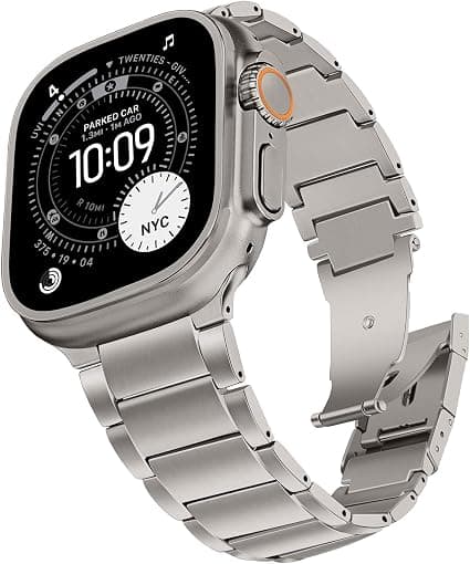 Titan Metal Band Compatible with Apple Watch Ultra 3/2/1 49mm 46mm 45mm 44mm Men Women Adjustable Link Bracelets High Quality Scratch Resistant for iWatch 11 10 9 SE 8 7 6 5 4