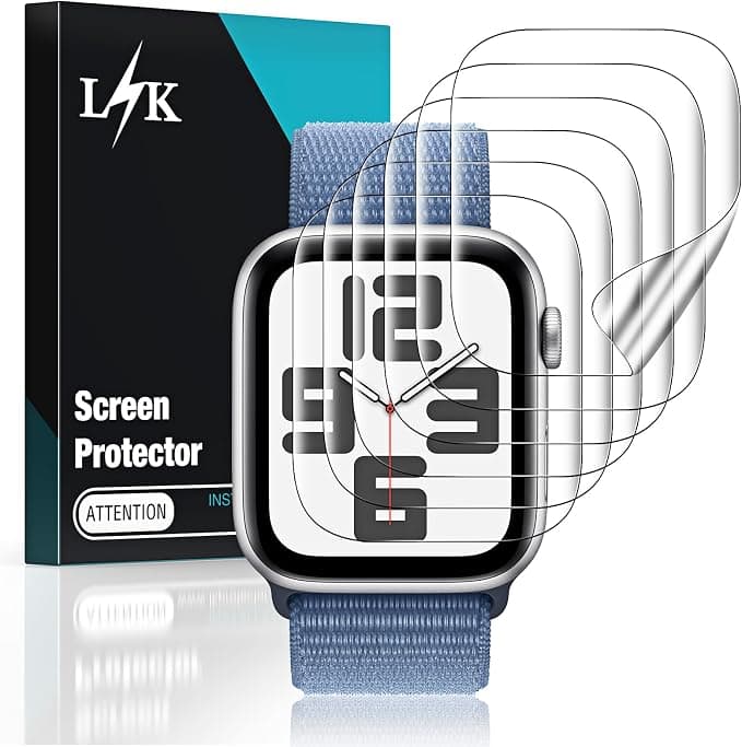 LIK 6-Piece Screen Protectors for Apple Watch SE 3/2/1/ Series 6 5 4 44 mm – Bubble-Free High Definition High Quality Transparent Soft TPU Protective Film - Image 1