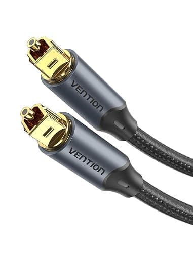 Vention Optical Audio Cable, 2 m Toslink Optical Cable (Nylon Braided, 24 K Gold Plated) Optical Audio Cable for Home Cinema, TV, Soundbar, PS4, Xbox, Samsung, Bose, Sony (Black) - Image 1