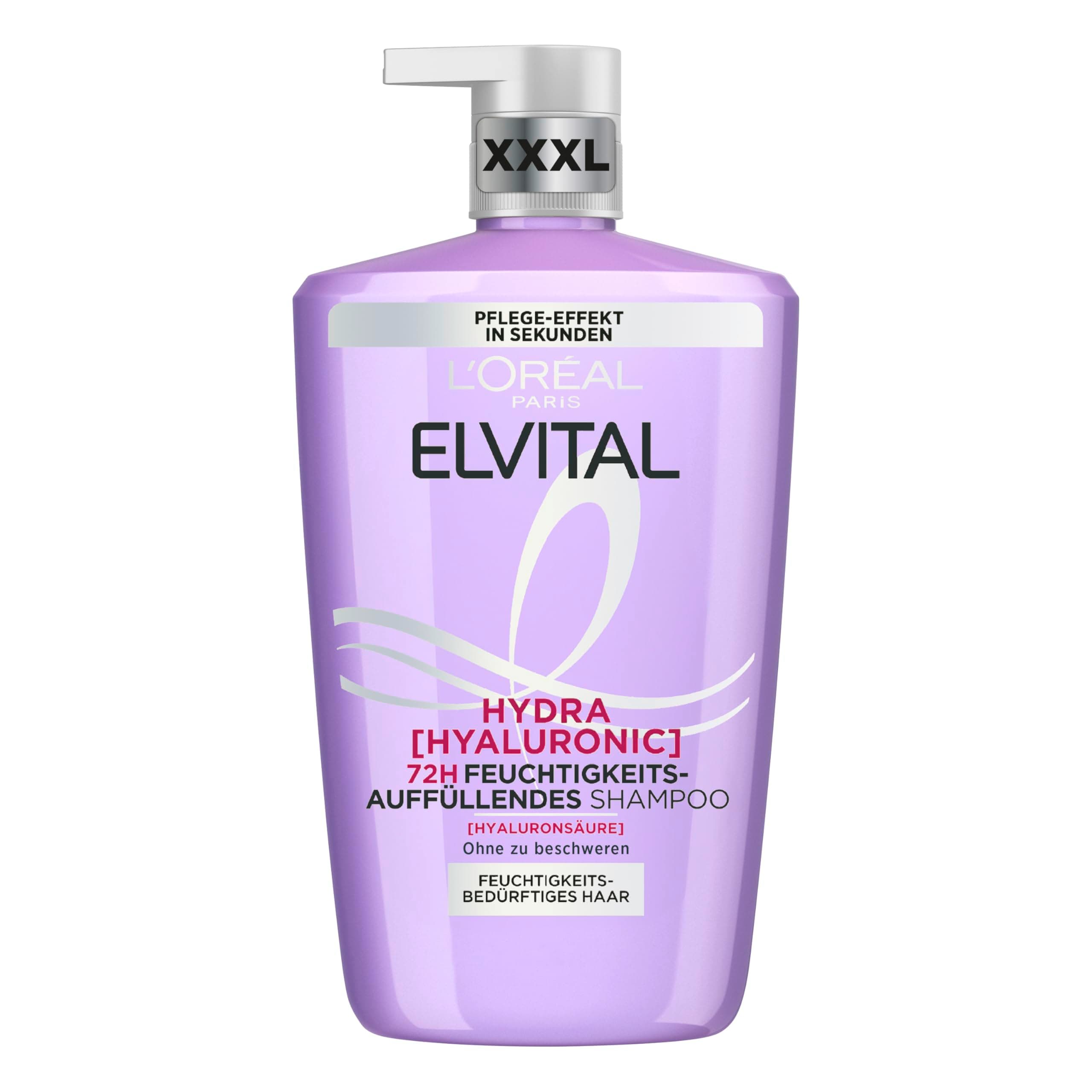 L'Oréal Paris Elvital Hydra Hyaluronic Hydration Shampoo XXL for Shiny and Healthy Hair, with Hyaluronic Acid for Hydration Boost, 1000 ml - Image 1