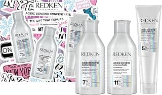 REDKEN - Coffret Cadeau Routine Réparateur - Cheveux Abîmés - Nettoie, Répare et Protège - Réduit la Casse et les Fourches - Soin Bonding À L’Acide Citrique - Acidic Bonding Concentrate