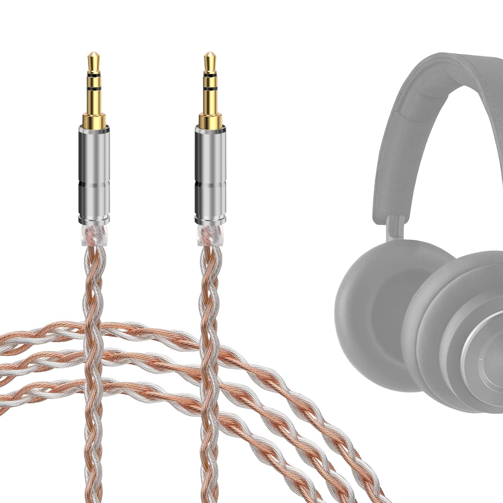 Geekria Câble audio Apollo plaqué argent, compatible avec les casques Sony WH-1000XM6, Skullcandy Crusher ANC 2 et Beats Solo 4, cordon de remplacement 3,5 mm (1,5 m) - Image 1