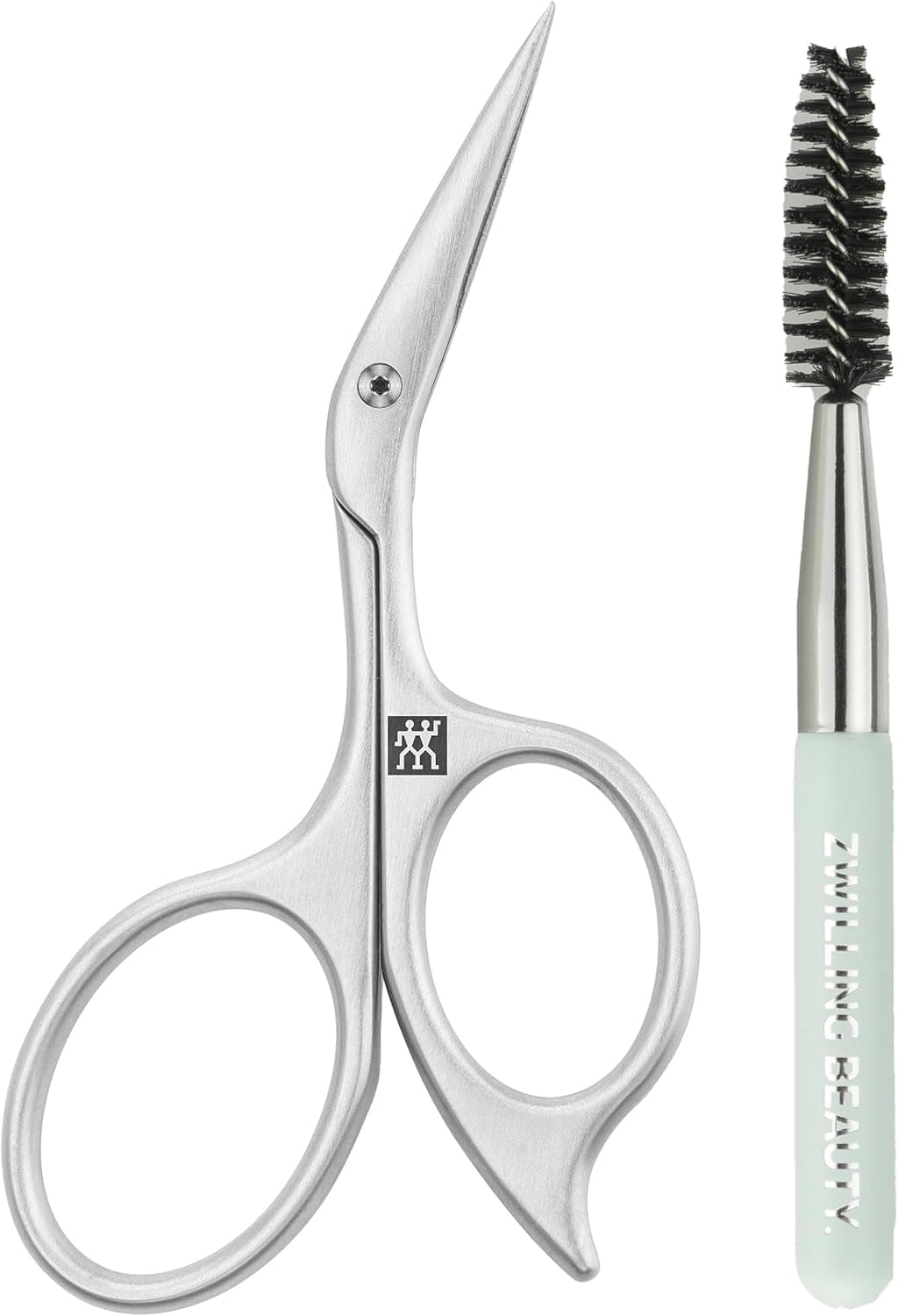 ZWILLING Ciseaux à sourcils (Avec design de ciseaux coudés et lames ultrafines avec brosse à sourcils), Premium, argent