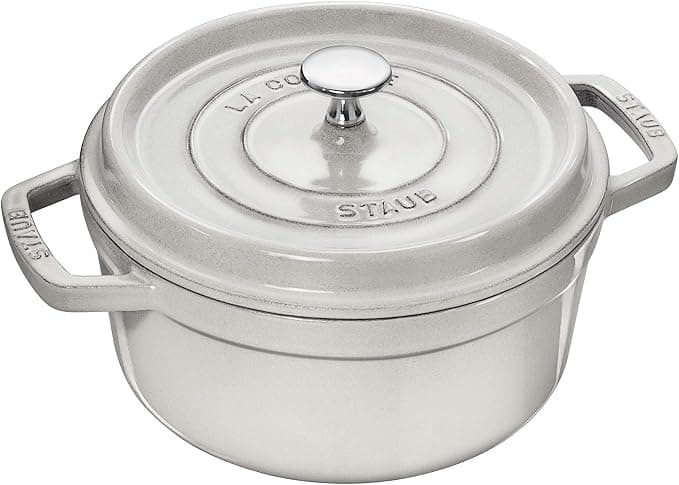 STAUB - Cast Iron White Truffle COCOTTE with Round Nubs 22 CM - Image 1