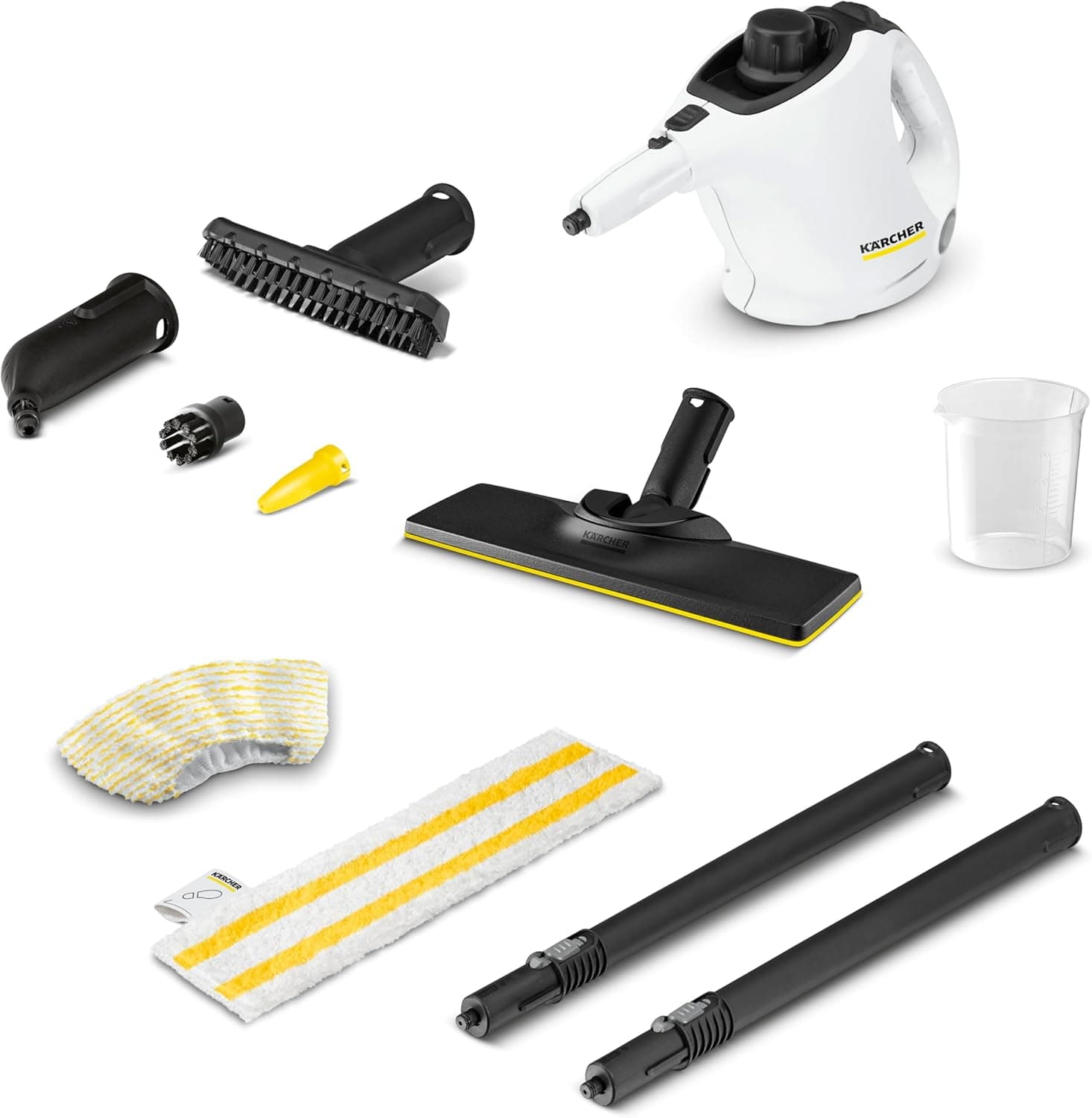 Karcher Kärcher Nettoyeur Vapeur SC 1 EasyFix Blanc, Pression Vapeur : 3 bar, Temps de Préchauffage : 3 min, Puissance : 1 200 W, Surface : 20 m², Réservoir : 200 ml, avec Kit de Nettoyage de Sol EasyFix