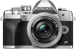 Micro Four Thirds Olympus Om-D E-M10 Mark IV Camera Kit, 20MP Sensor, Electronic Viewfinder, 4K Video, Wi-Fi, Silver - Includes M.Zuiko Digital Ed 14-42mm F3.5-5.6 Pancake Lens Silver