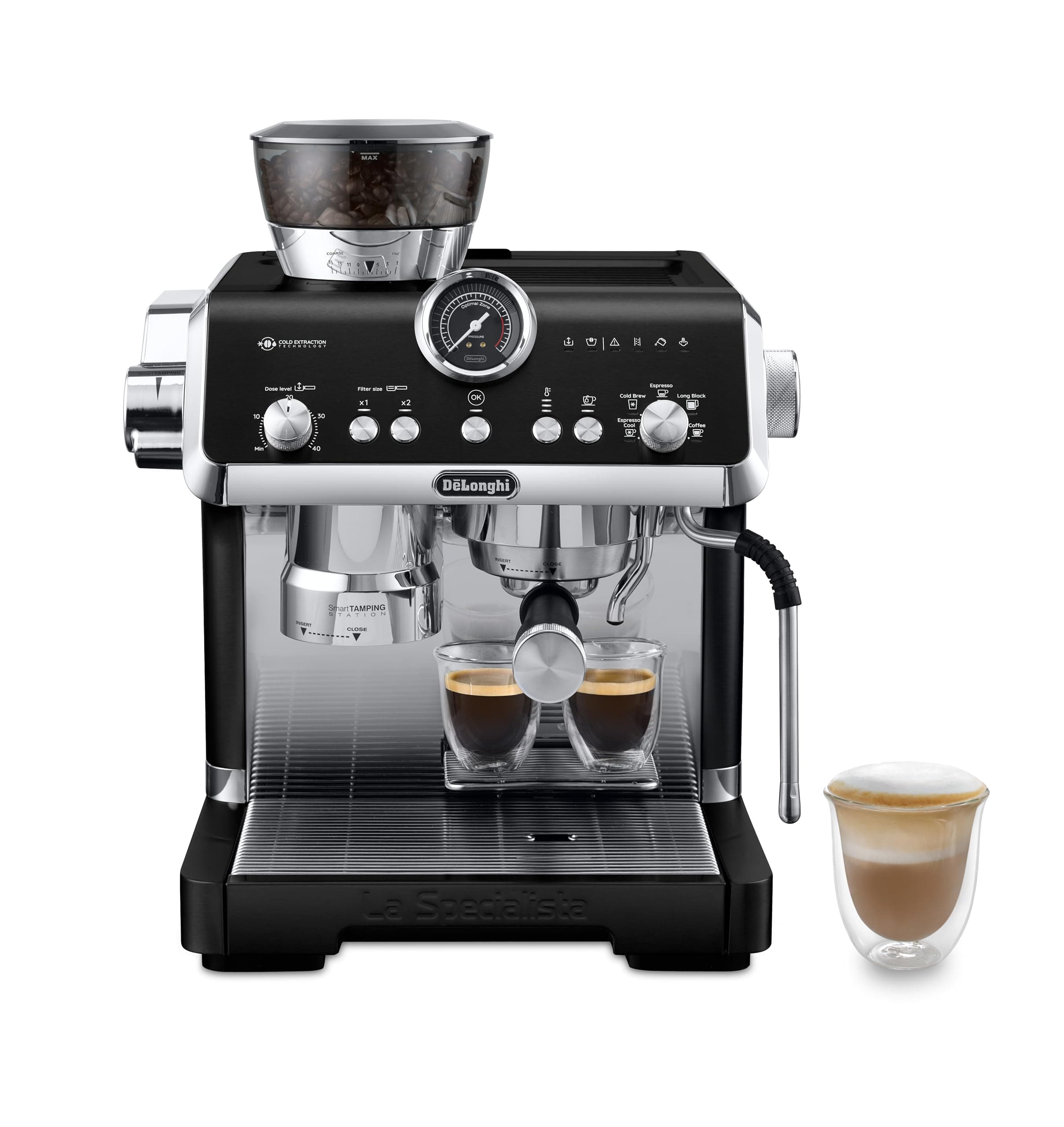 De'Longhi La Specialista Opera EC9555.BK Espresso Coffee Machine with Built-In Coffee Grinder, Cold Brew Function, Includes Steam Stick for Frothing Milk, Includes Accessories - Image 1
