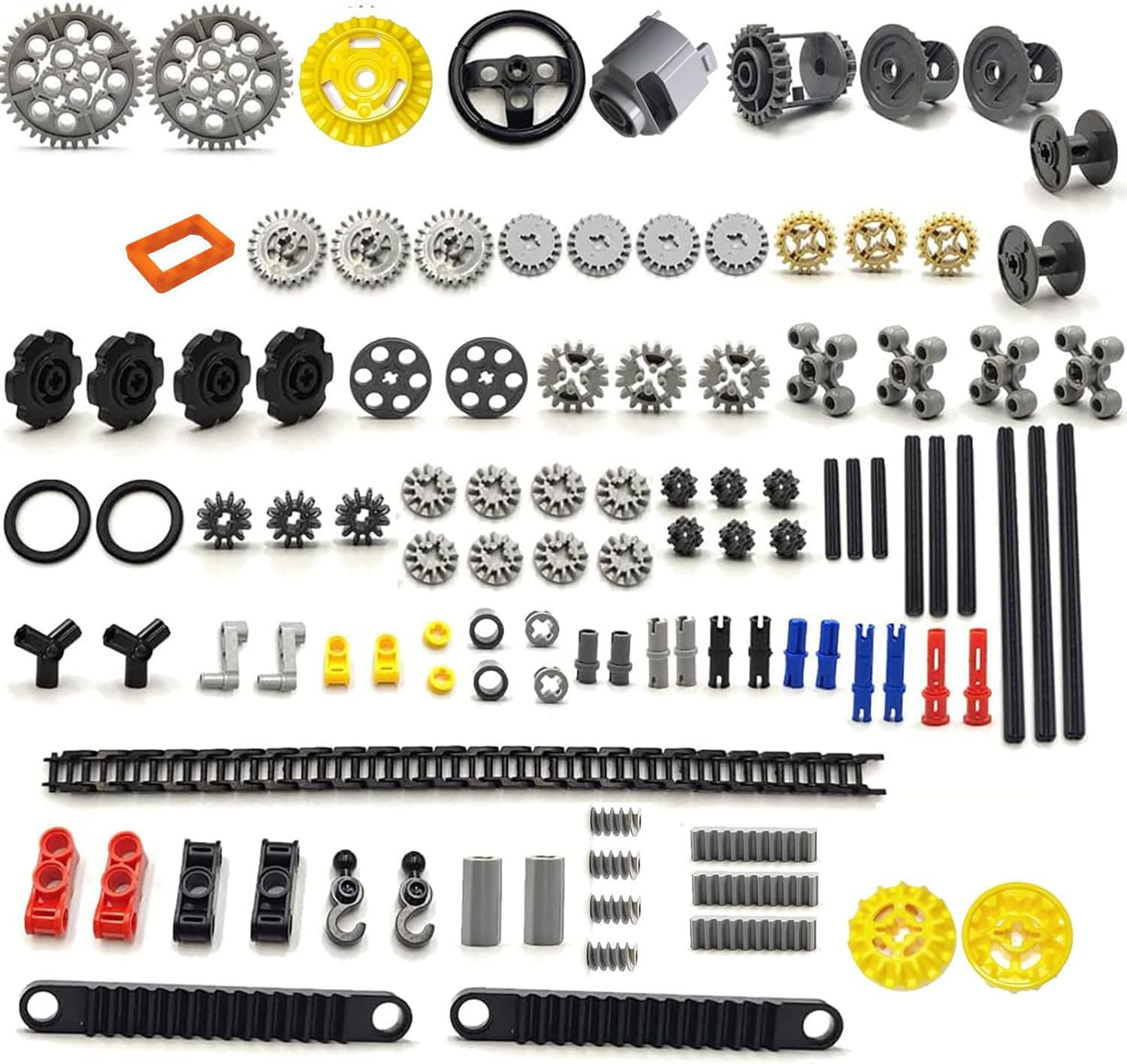 LEGO SEEMEY Latest Differential Gear and Axle Parts Set Compatible with Lego Technic Parts, Gears Chain lnks Pins Axles Assortment Differential 123Pcs Pack