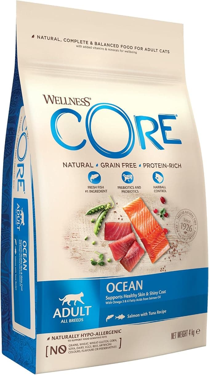 Wellness CORE Ocean 4 kg, Salmon/Tuna – Grain Free, Natural, Hypoallergenic, High Protein, High Fish Content, Healthy Skin & Shiny Coat - Image 1