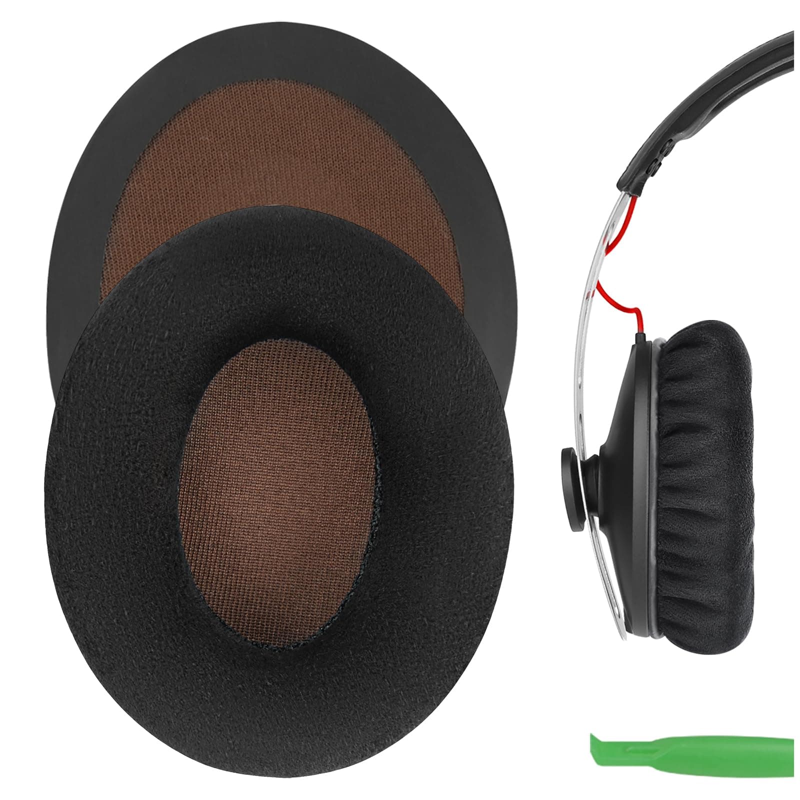 Geekria Velvet Replacement Ear Pads for Senheiser Momentum Over Ear Headphone/Velvet One Ear Pad/Ear Cushion/Ear Cover/Ear Pads Repair Parts (Black)