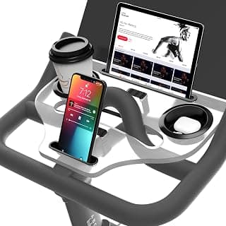 Support de bureau compatible avec Peloton Bike (pas vélo +) Support de plateau pour téléphone, tasse, tablette, plateau de plate-forme ergonomique, accessoires pour vélos Peloton Spin Bikes en