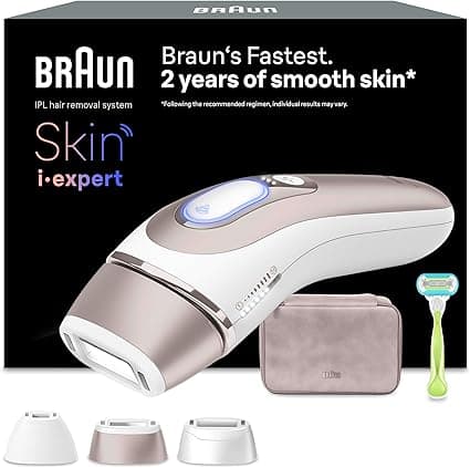 Braun i·expert PL7253 Lumiere Pulsee Intelligent Skin Epilator PL7253, Home Hair Removal, Laser Alternative, With App, Gillette Venus Shaver, 3 Smart Heads For Epilating Legs, Face, More