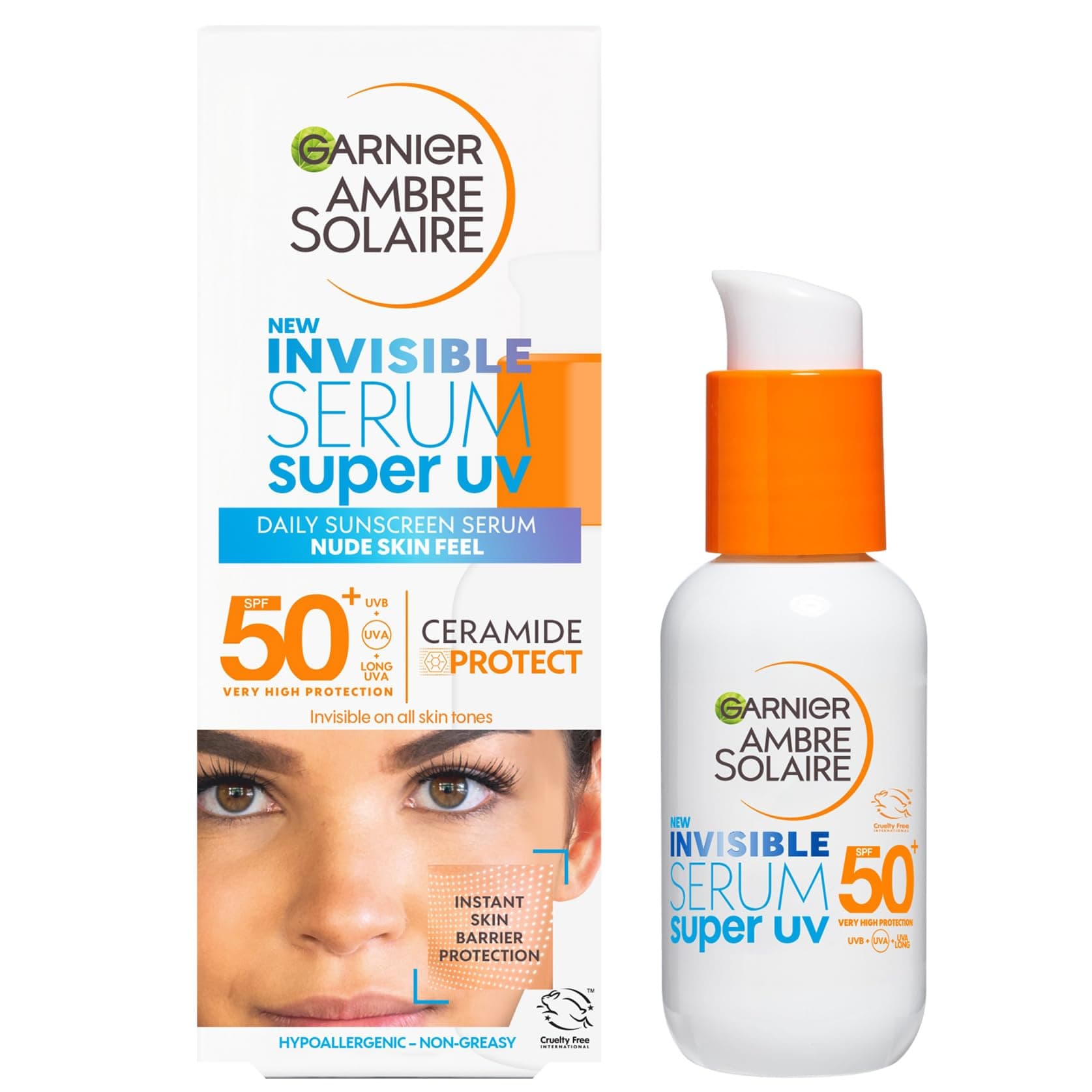 Garnier Sérum SPF 50+, protection UVA et UVB, pour tous types de peaux, avec Ceramid Protect, convient pour un usage quotidien, Ambre Solaire Invisible Super UV, 30 ml - Image 8