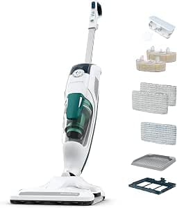 Rowenta 2-in-1 Steam Cleaner, Vacuum and Wash Simultaneously, Removes 99.9 Bacteria, For All Floors, Detergent Free, Essential Oil Diffuser, Clean and Steam Revolution RY7757WH
