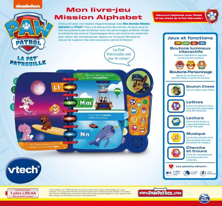 VTech - Paw Patrouille, My Mission Alphabet Game Book, Educational Games, Sound and Musical Book, Paw Patrol Toy, Gift for Children from 3 to 7 Years - English Content - Image 7