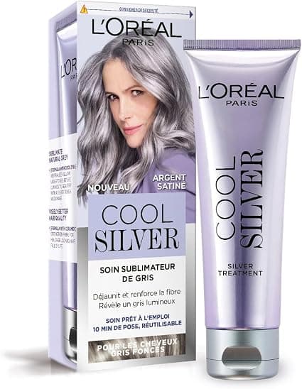 L'ORÉAL PARIS - Grey Enhancing Treatment - Deyellows & Strengthens Hair - White to Light Grey Hair - Neutralises Undesirable Reflections - Cool Silver - Colour: Satin Silver - Image 1