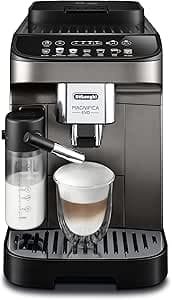De'Longhi Magnifica Evo ECAM290.81.TB, Automatic Coffee Maker with Milk Frother, Compact Size Grain Machine, Automatic Milk Frother, 7 Recipes, Colorful Soft Touch Display, Titanium/Black