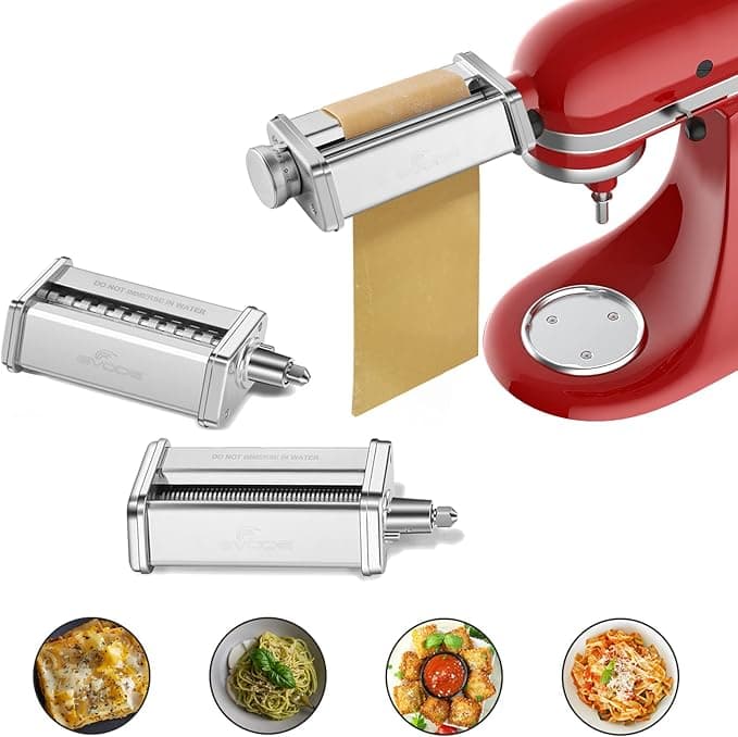 GVODE Pasta Accessory for Kitchenaid, Includes Pasta Sheet Roller, Spaghetti Cutter and Fettuccini Cutter for Pasta Machine for Kitchenaid - Image 1