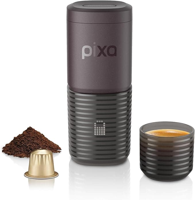 WACACO Electric & Portable Coffee Machine, 4 Types of Coffee and Fast Heating, 3 x 3000 mAh Battery, 20 Bar Portable Coffee Maker for Ground Coffee and Nespresso Capsules, Touch Screen Control