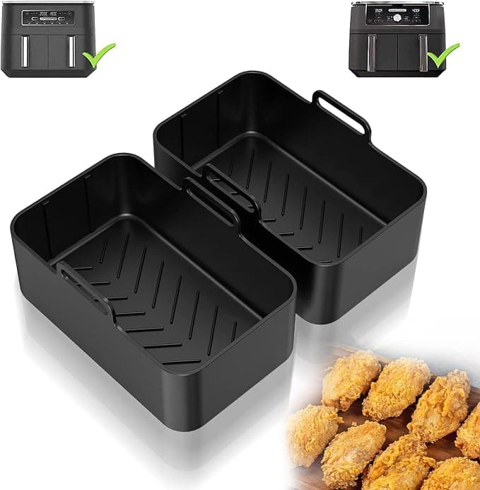 Air Fryer Accessory, For Ninja Foodi AF400EU AF300EU 9.5L, Air Fryer Pot for Instant Pot Dual Air Fryer, 2 Pieces Silicone Mould Air Fryer Accessories