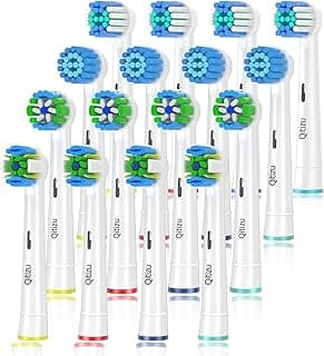Oral-B Qitizu Brossette Compatible avec Braun Oral-b, Têtes de Rechange pour Brosse à Dents Electrique Oral-b, Inclure Precision, Floss, Cross, Sensitive (16 blanc)