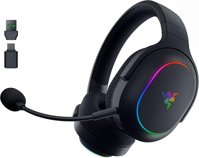 Razer Razer Barracuda X Chroma - Wireless Multiplatform Gaming Headset with 6 Chroma RGB Zones (SmartSwitch Hyperspeed & Bluetooth, 40mm Drivers, Detachable HyperClear Cardioid Microphone) Black