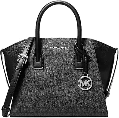 Michael Kors Avril Small Shoulder Bag Signature Logo Black PVC