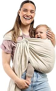 Boba Baby Sling with Ring - Newborn to Little Child - Lightweight Breathable Sling - Good Hip Positioning - Belly or Hip Carrier - 8-35 lbs