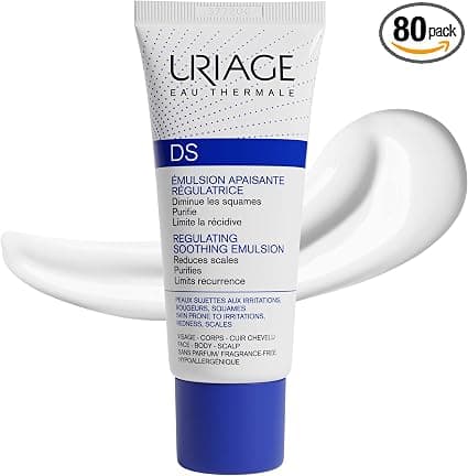 Uriage DS Soothing Regulating Emulsion - Glycerin and Shea Butter - Reduces Dander, Irritation - Purifies & Limits Recurrences - Light Moisturizing Emulsion - Face & Body - 40 ml - Image 1