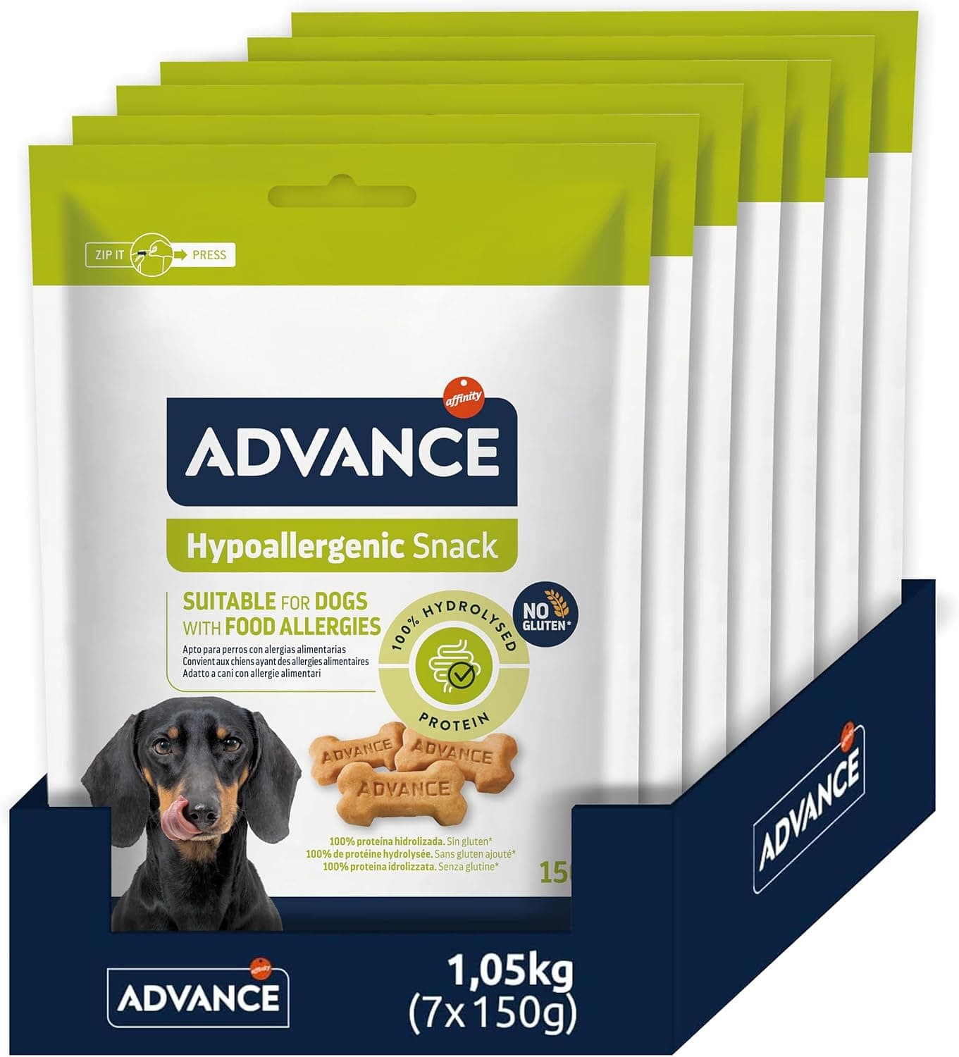Advance Snacks - Hypoallergenic Snack pour Chien - Pack 7 x 150gr - Total 1050 g